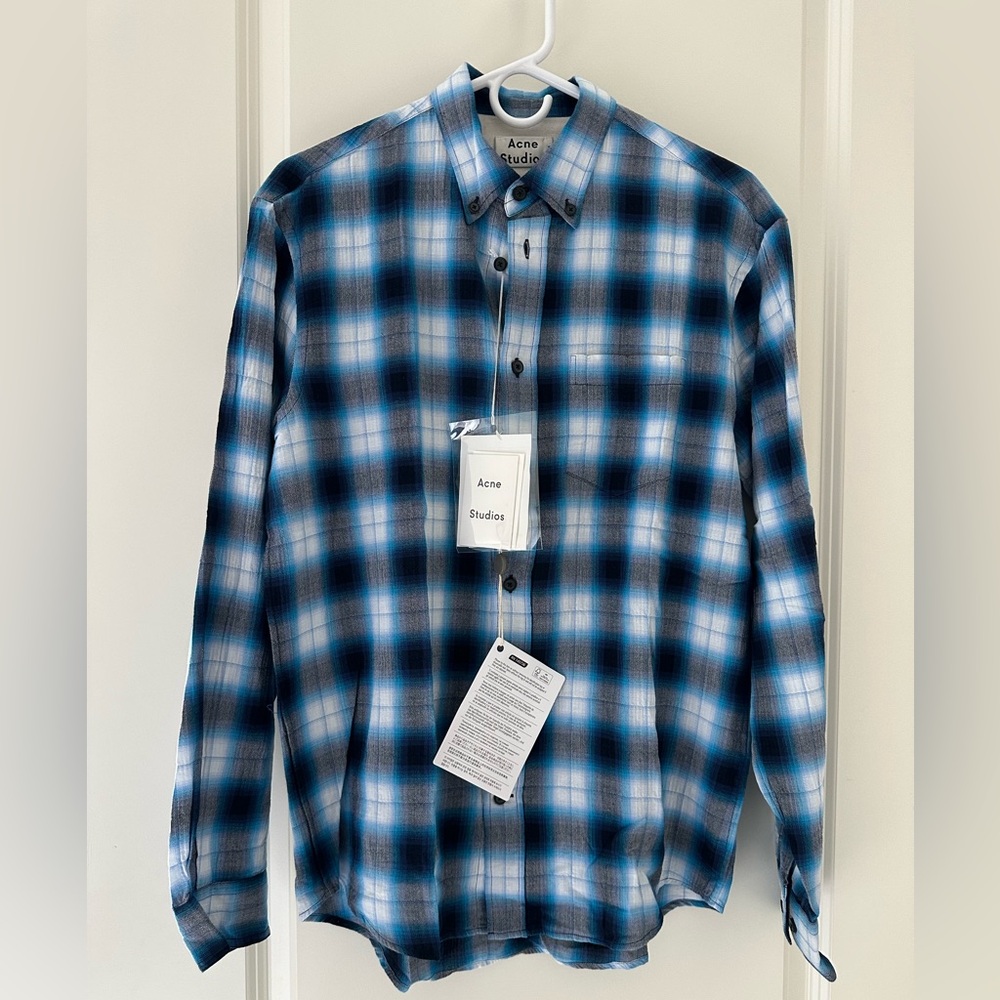 Acne Studios NWT Blue Plaid Men's Shirt